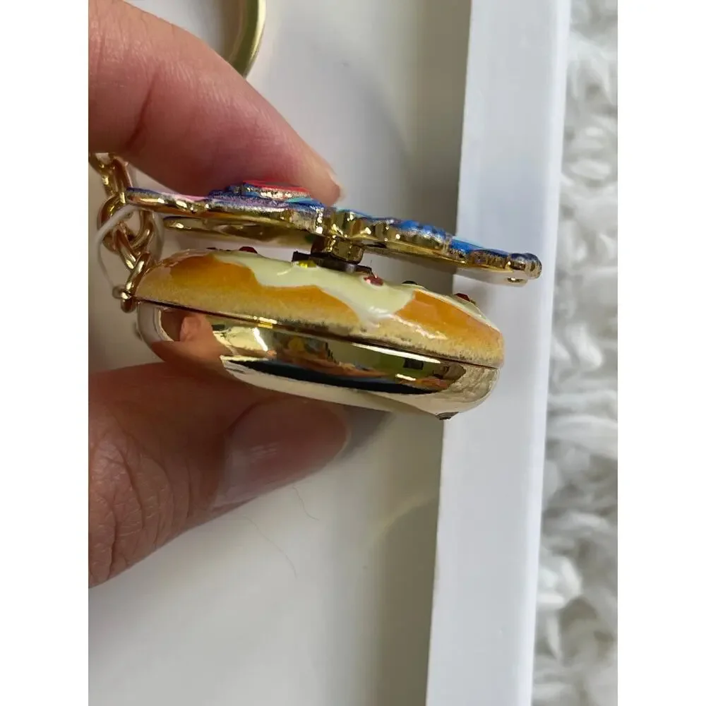 Disney Stitch Donut Floatie Spinner Keychain Charm Clip Gold Tone Sunglasses NEW